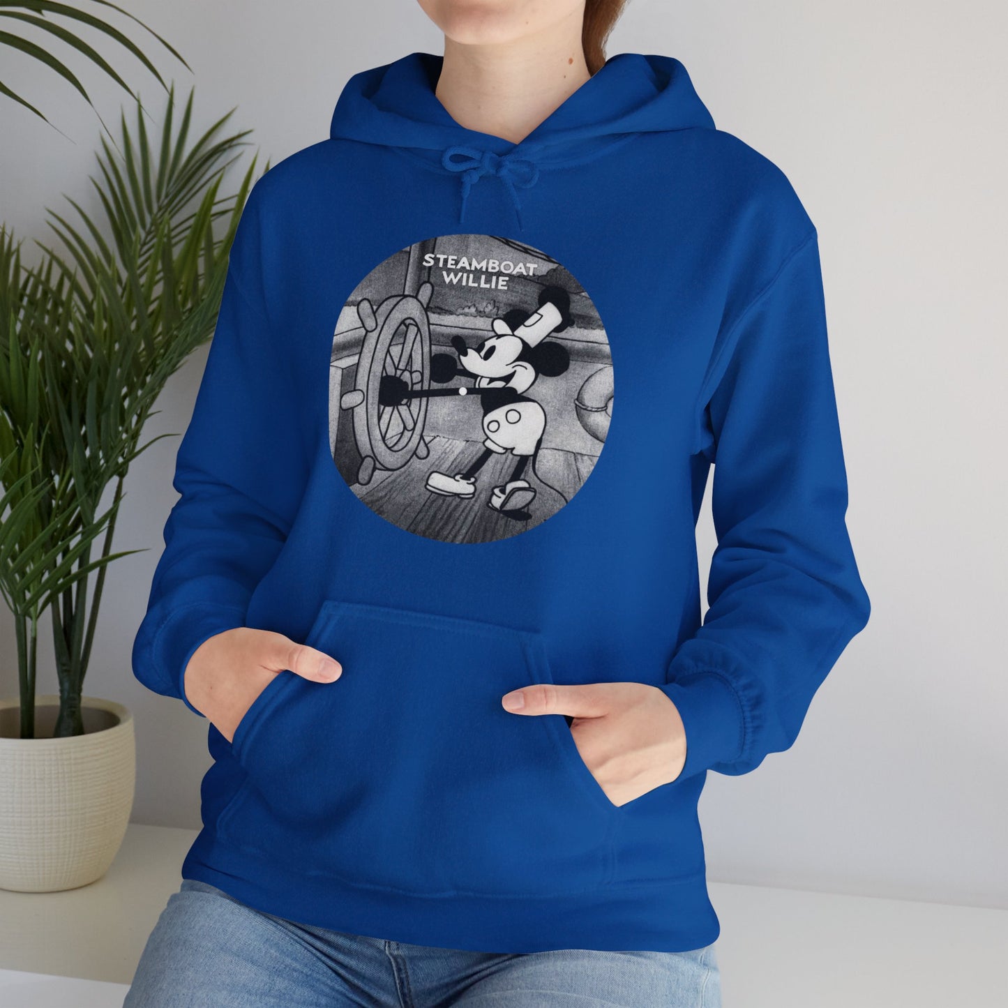 "Steamboat Willie" Unisex Heavy Blend™ Hooded Sweatshirt, Cozy and Warm, Classic Fit, Pouch Pocket, Various Sizes Size Small to 5XL