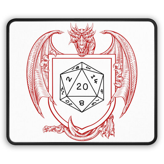 Red Dragon and Dice Gaming Mouse Pad, 9" x 7", Stitched Edges and Durable Finish
