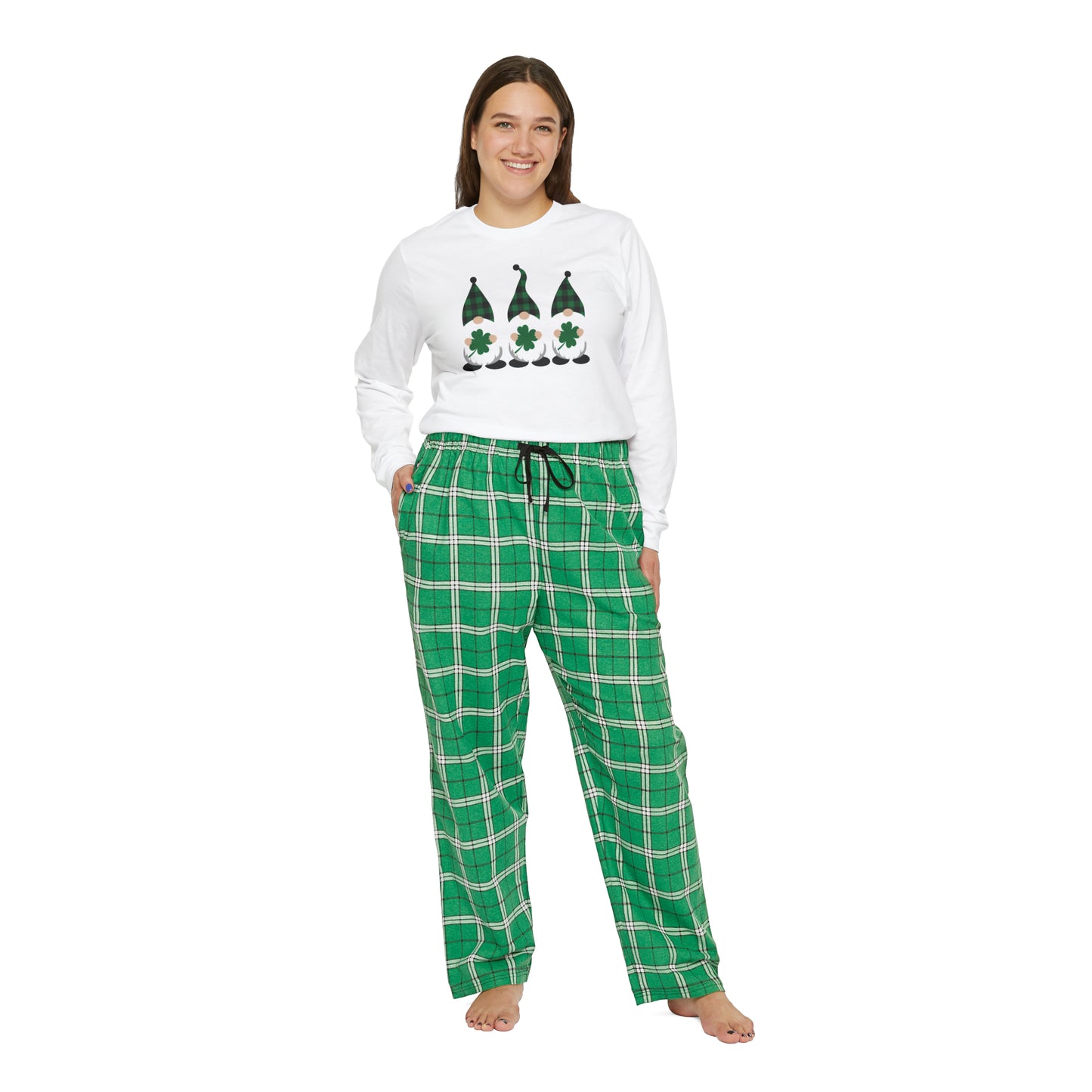 Green Gnomes Women's Long Sleeve Pajama Set, Sizes Small to XL