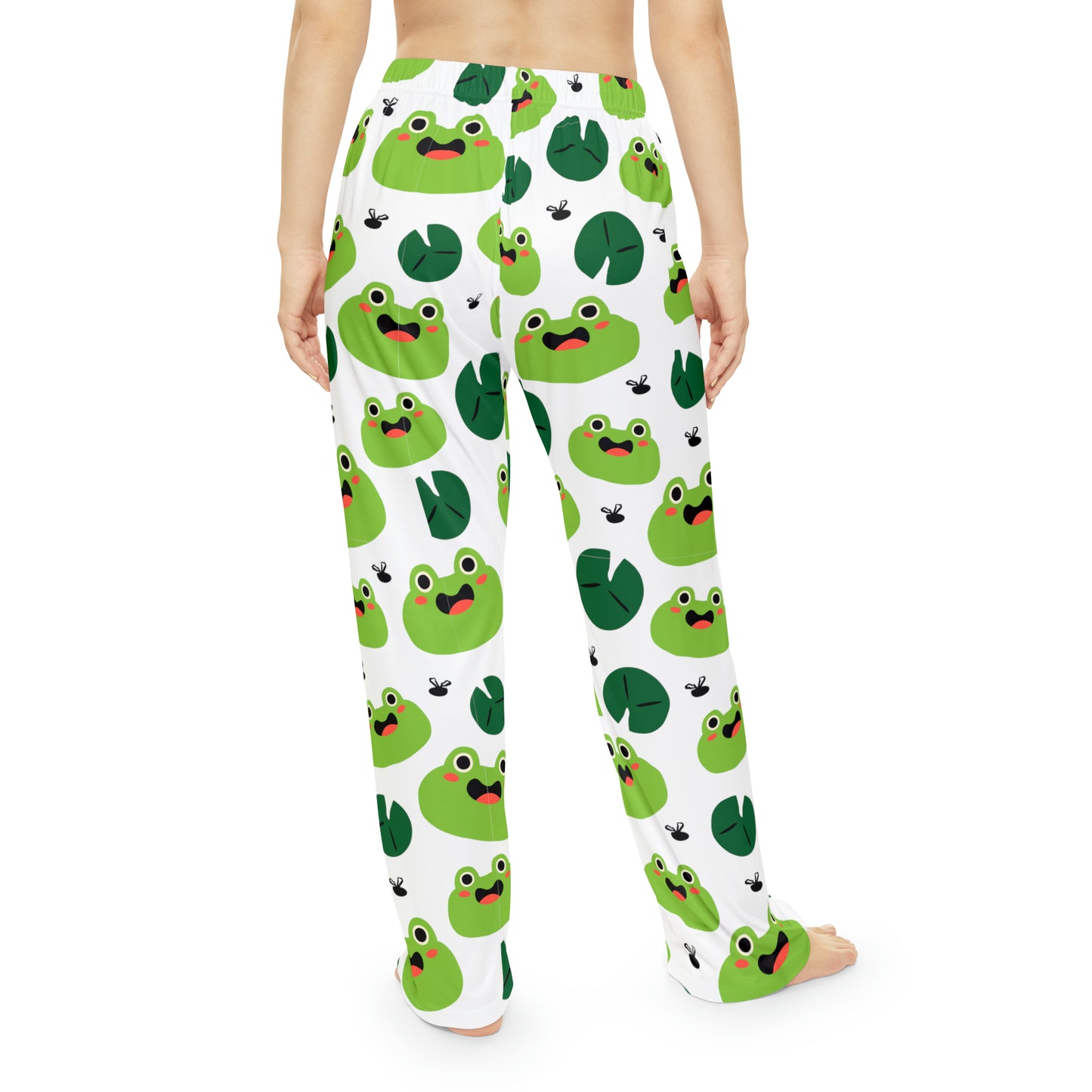 Women's Frog Pajama Pants (AOP), Cozy and Comfortable, Elastic Waistband