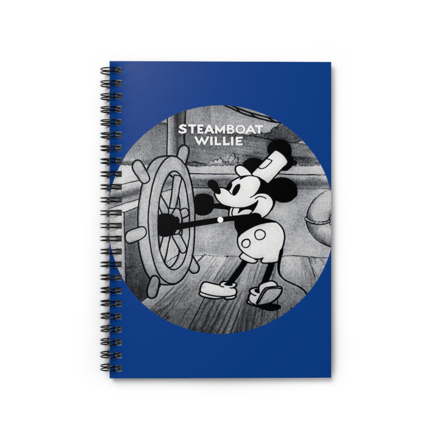 "Steamboat Willie" Blue Spiral Notebook - Ruled Line, 118 Ruled Line Pages, Perfect for Journaling, School, Office, Notes, Etc.