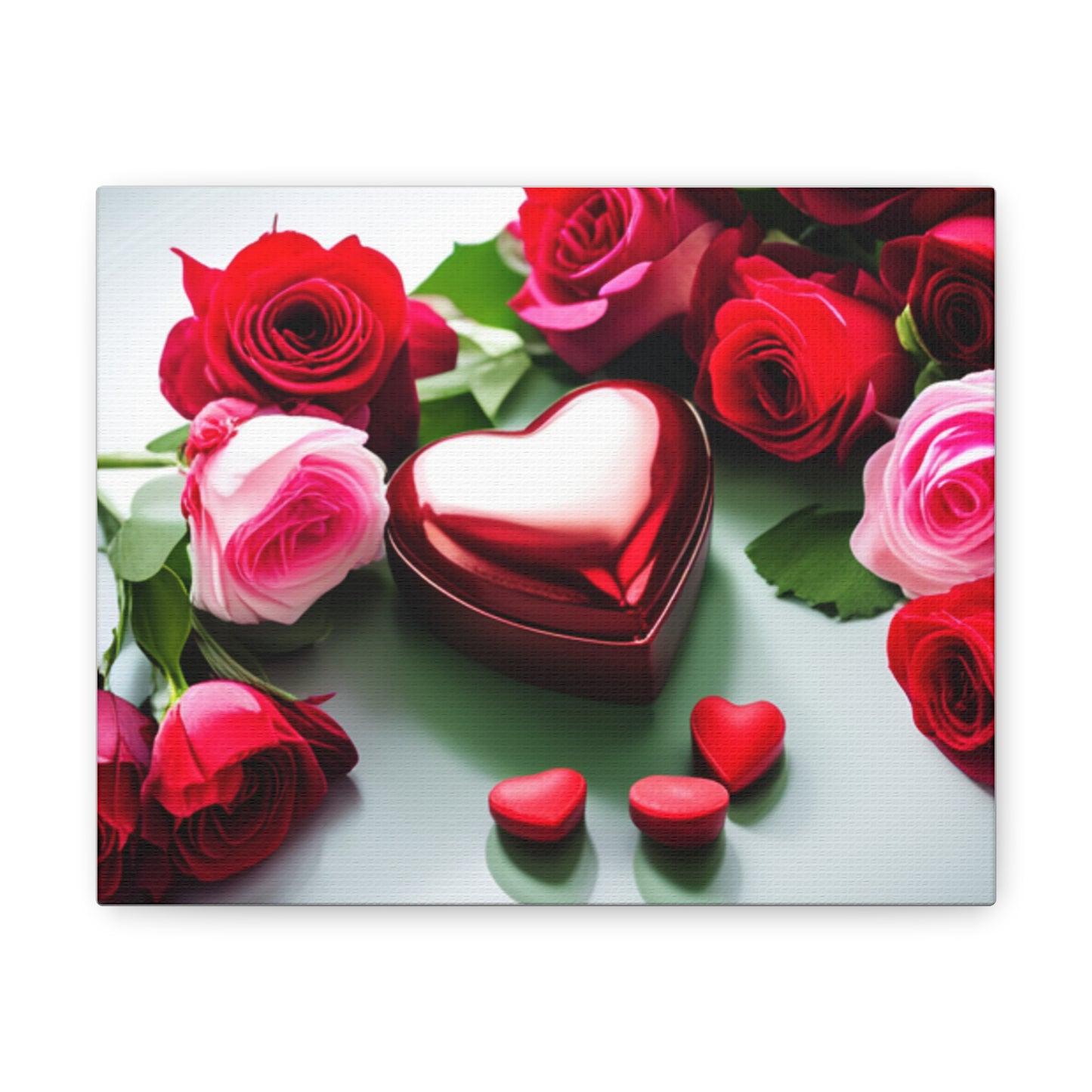 Hearts and Roses Canvas Gallery Wraps, Vibrantly Beautiful Hearts and Flowers Decor To Accent Your Room
