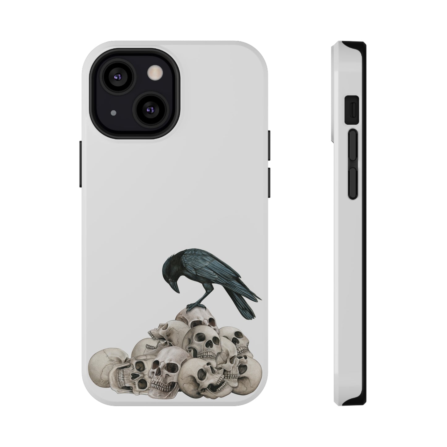 Crow On Skulls Impact-Resistant Cases for iPhones and Samsung Galaxy, Choose your model type, Glossy or Matte Finish