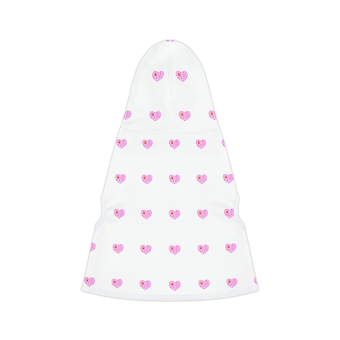 Pink Hearts Pattern Pet Hoodie, 5 Sizes To Choose From