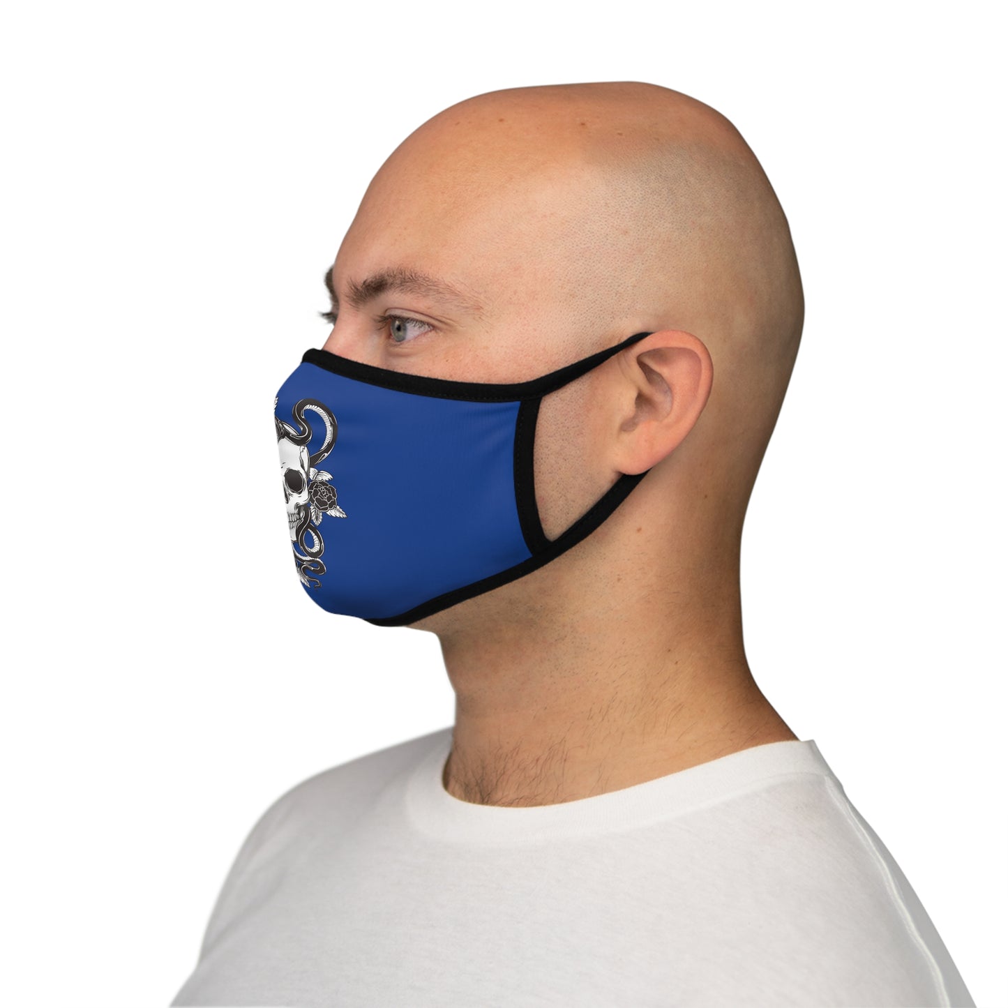 Skull with Snake Fitted Polyester Face Mask, Dark Blue Mask