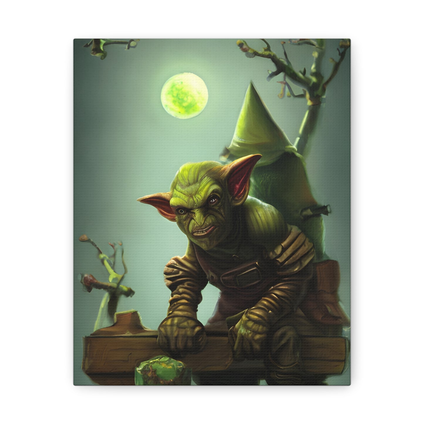Spooky Green Goblin Halloween Art, Canvas Gallery Wraps