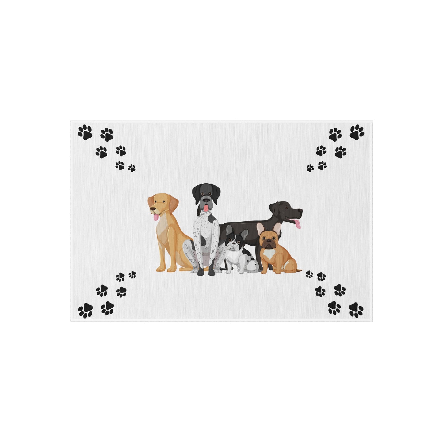 Welcome Mat - Dogs and Paws Welcome Rug, Non-Slip Backing