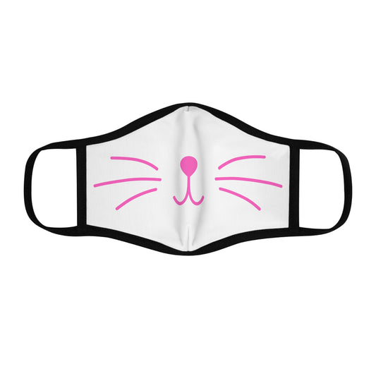 Fitted Polyester Face Mask - Kitty Face Mask, 2 Layers of Cloth With A Filter Pocket