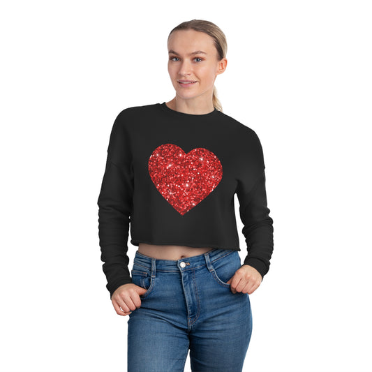 Heart Crop Top, Women's Cropped Sweatshirt, Stylish and Comfy