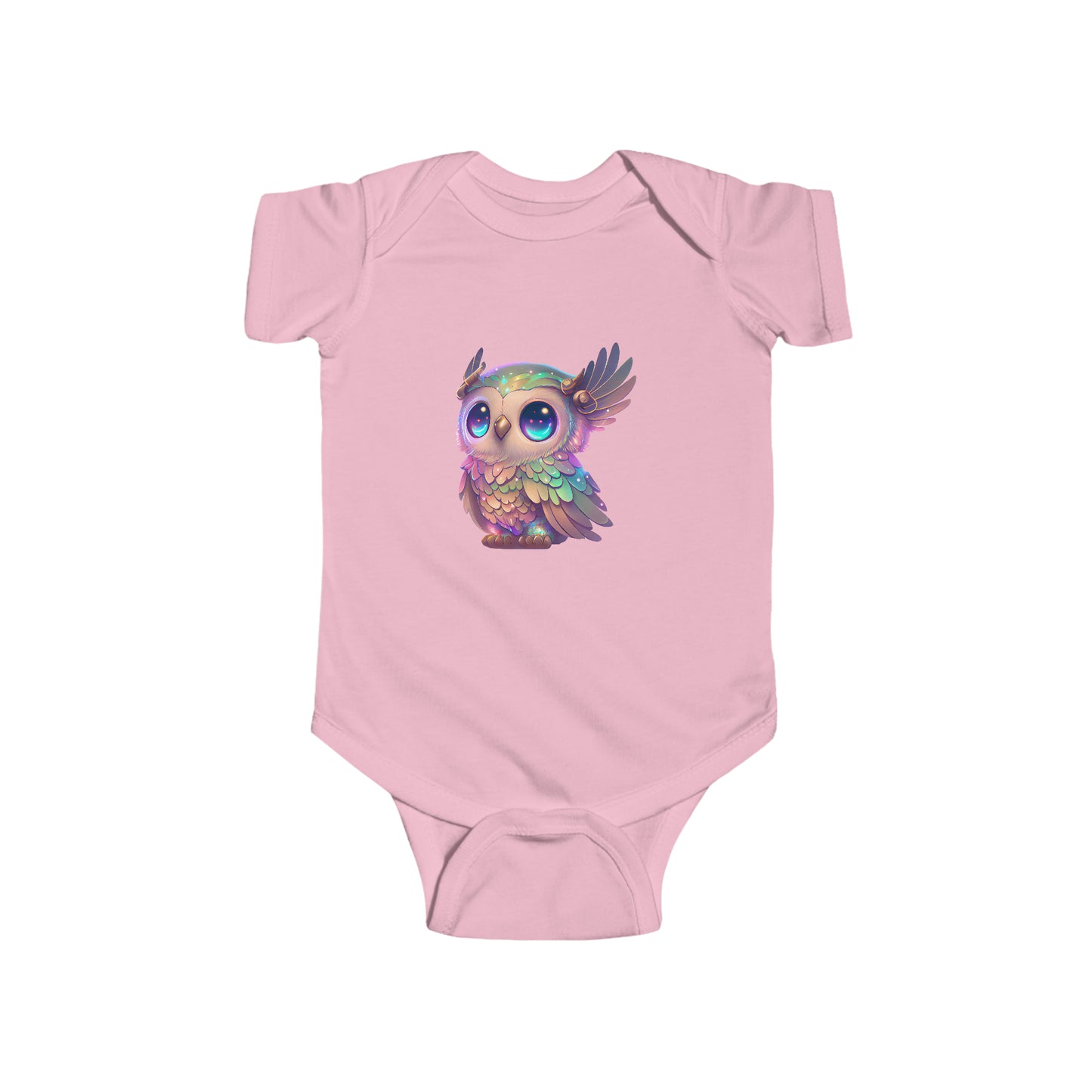 Rainbow Owl Infant Fine Jersey Bodysuit, Plastic Snaps At The Cross Closure For Easy Changing Access