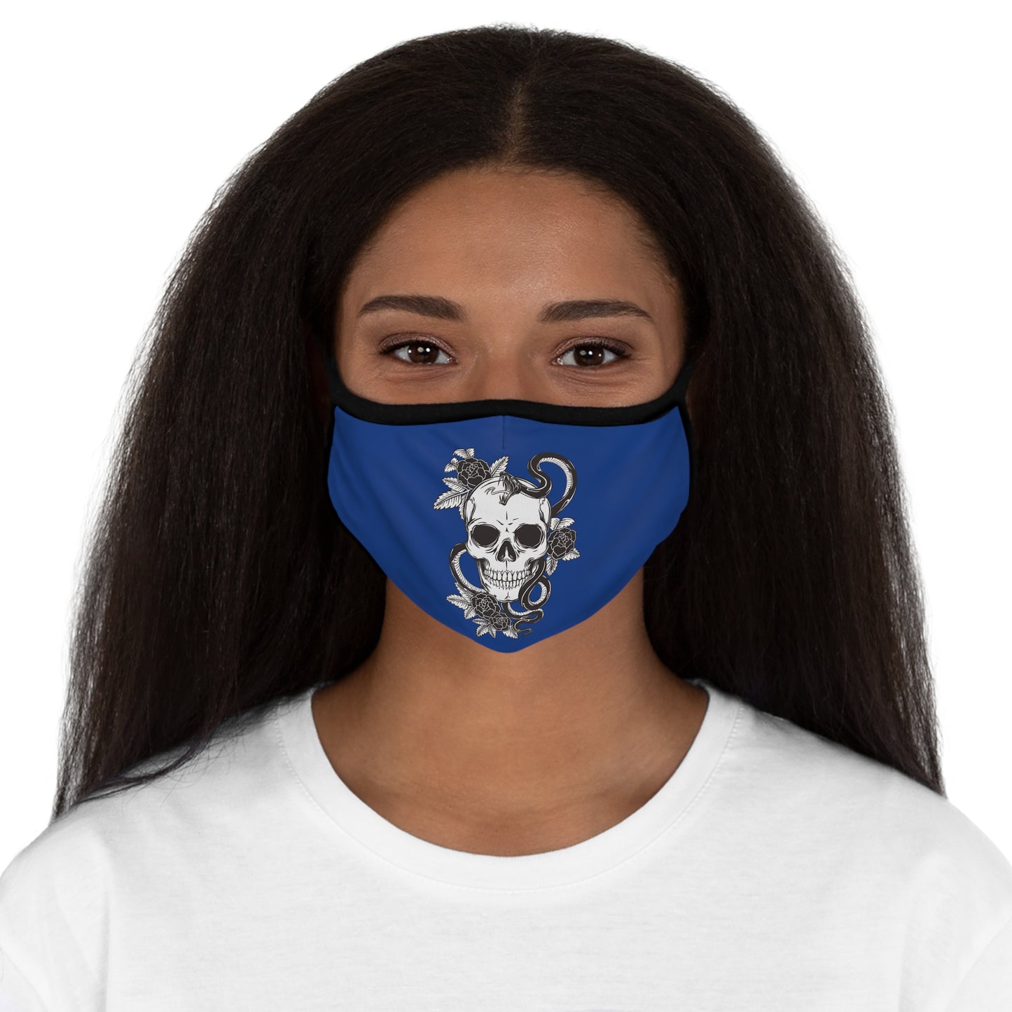 Skull with Snake Fitted Polyester Face Mask, Dark Blue Mask