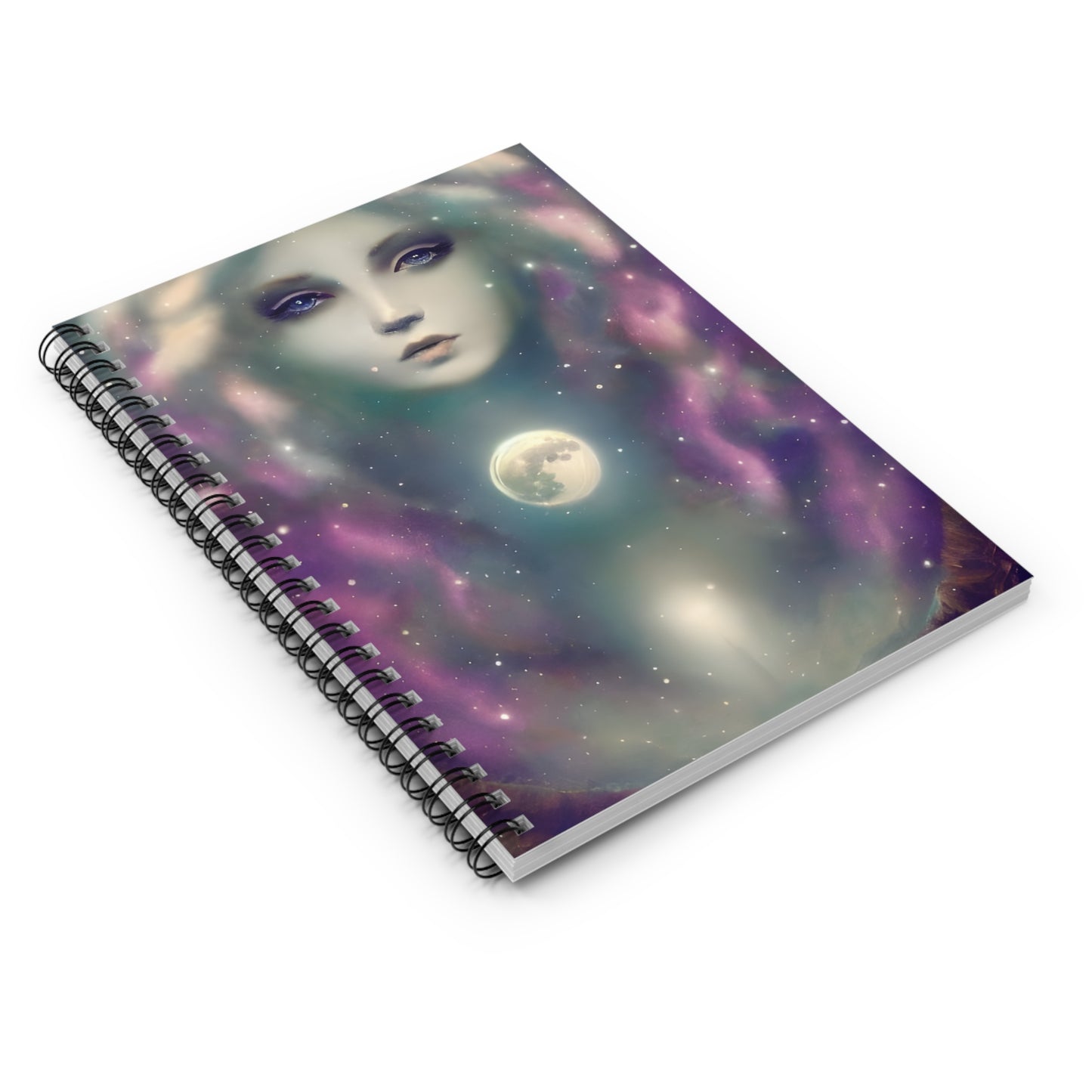 Majestic Moon Goddess Spiral Notebook - Ruled Line, 118 Ruled Line Pages