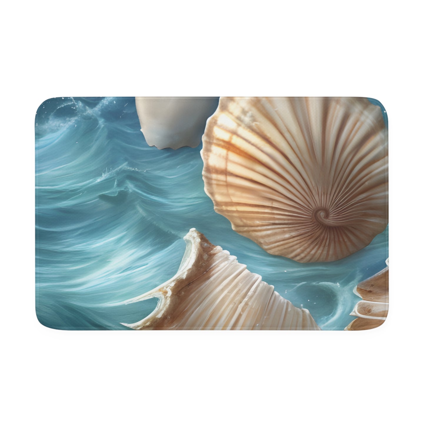 Ocean Seashells Memory Foam Bath Mat with Anti-Skid Bottom