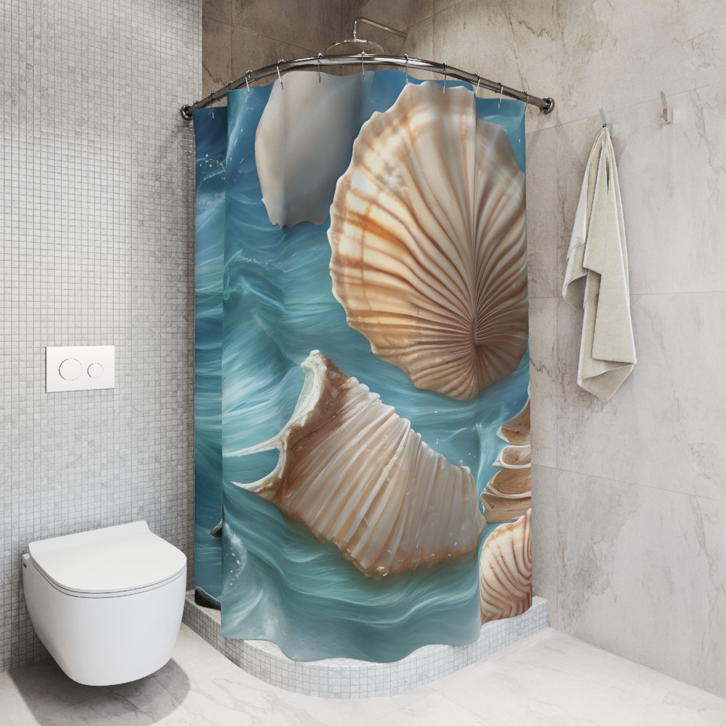 Ocean Seashells Polyester Shower Curtain