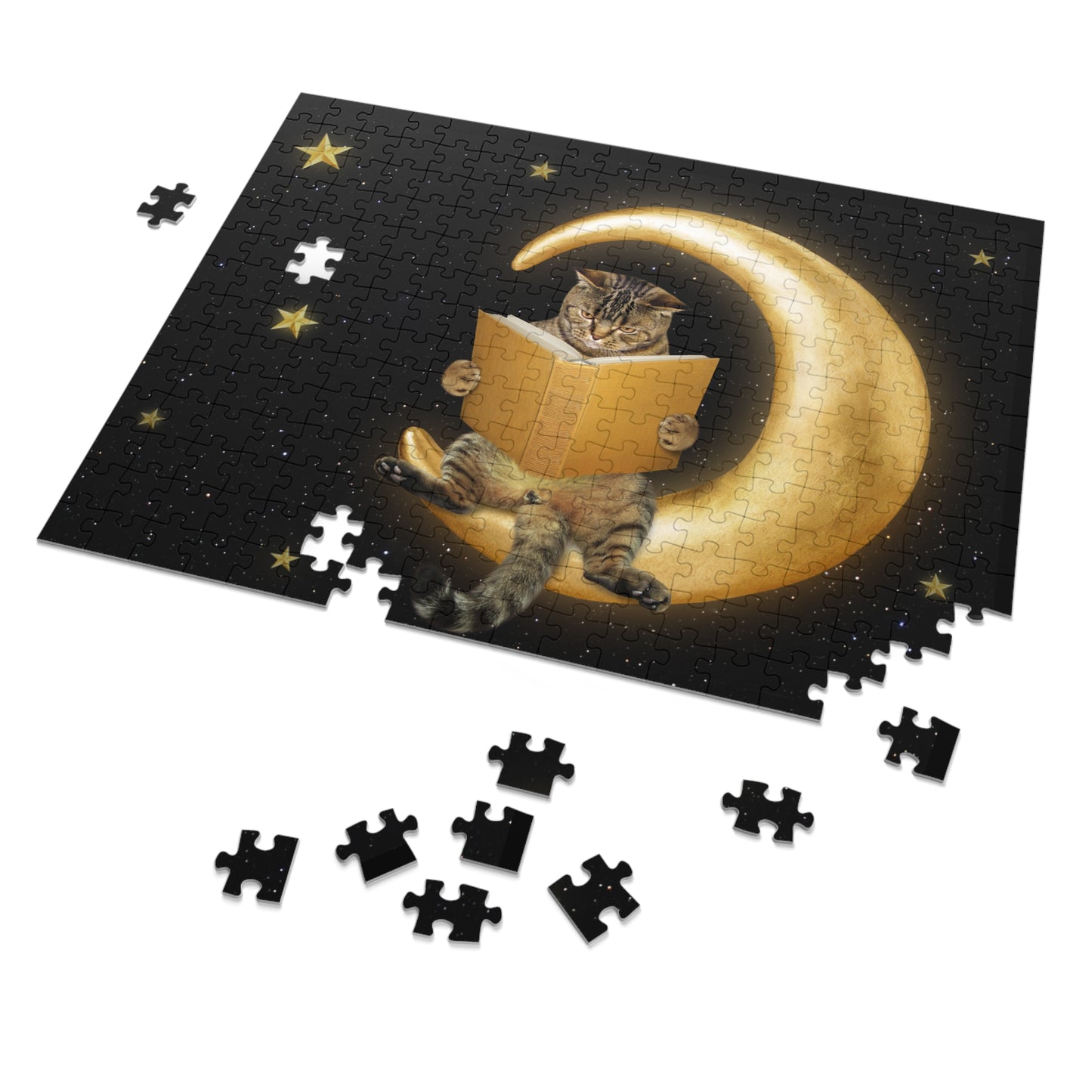 Cat on the Moon Jigsaw Puzzle (30, 110, 252, 500,1000-Piece), Metal Tin Box with Finished Image on the Cover