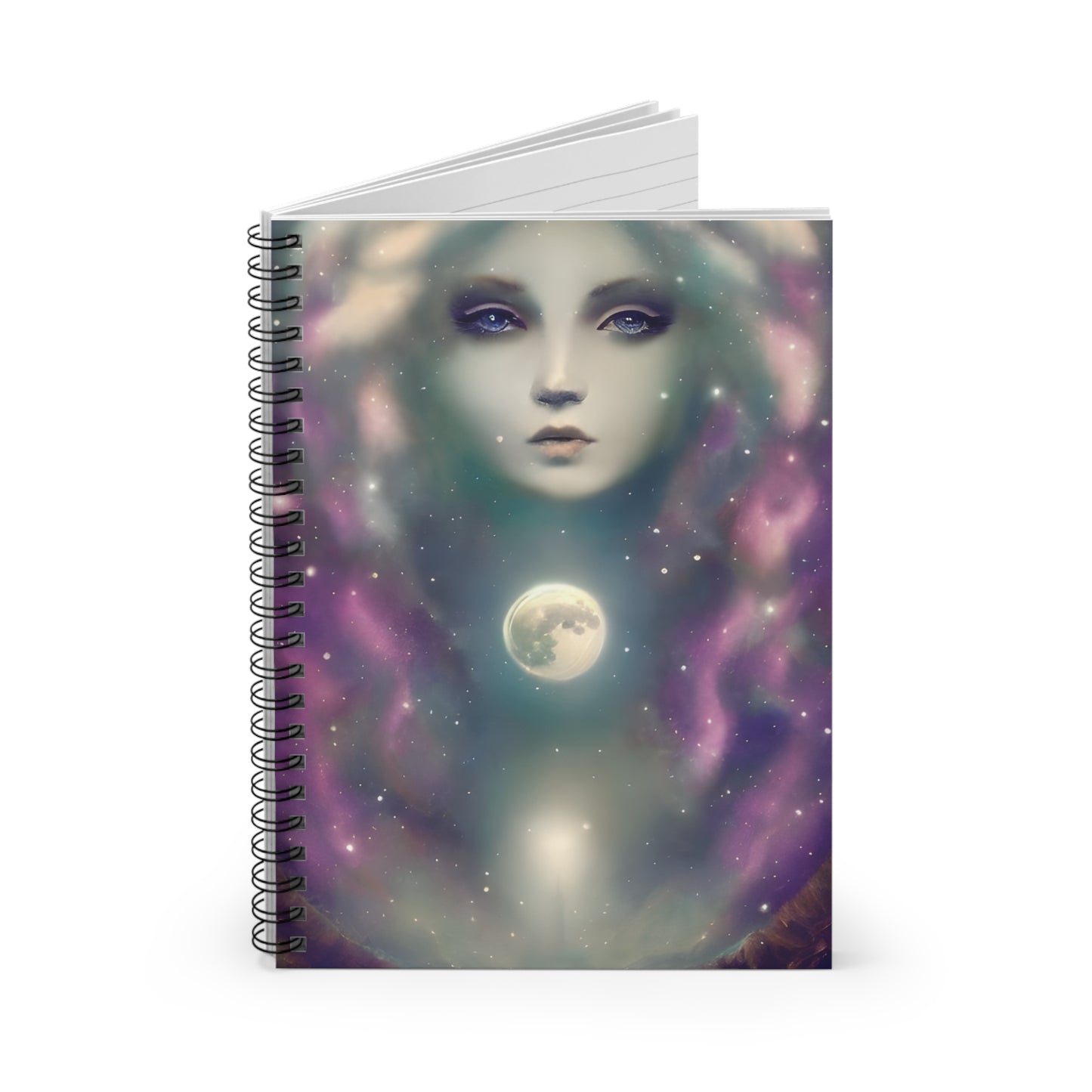 Majestic Moon Goddess Spiral Notebook - Ruled Line, 118 Ruled Line Pages