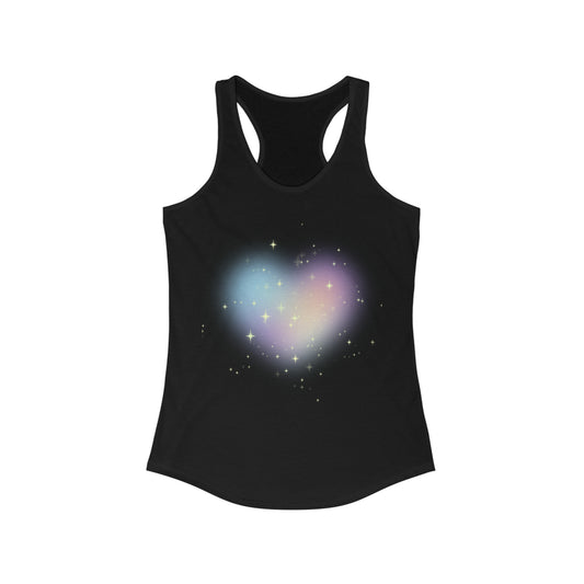 Tank Top - Cute and Comfy Soft Colors Sparkle Heart Women's Ideal Racerback Tank