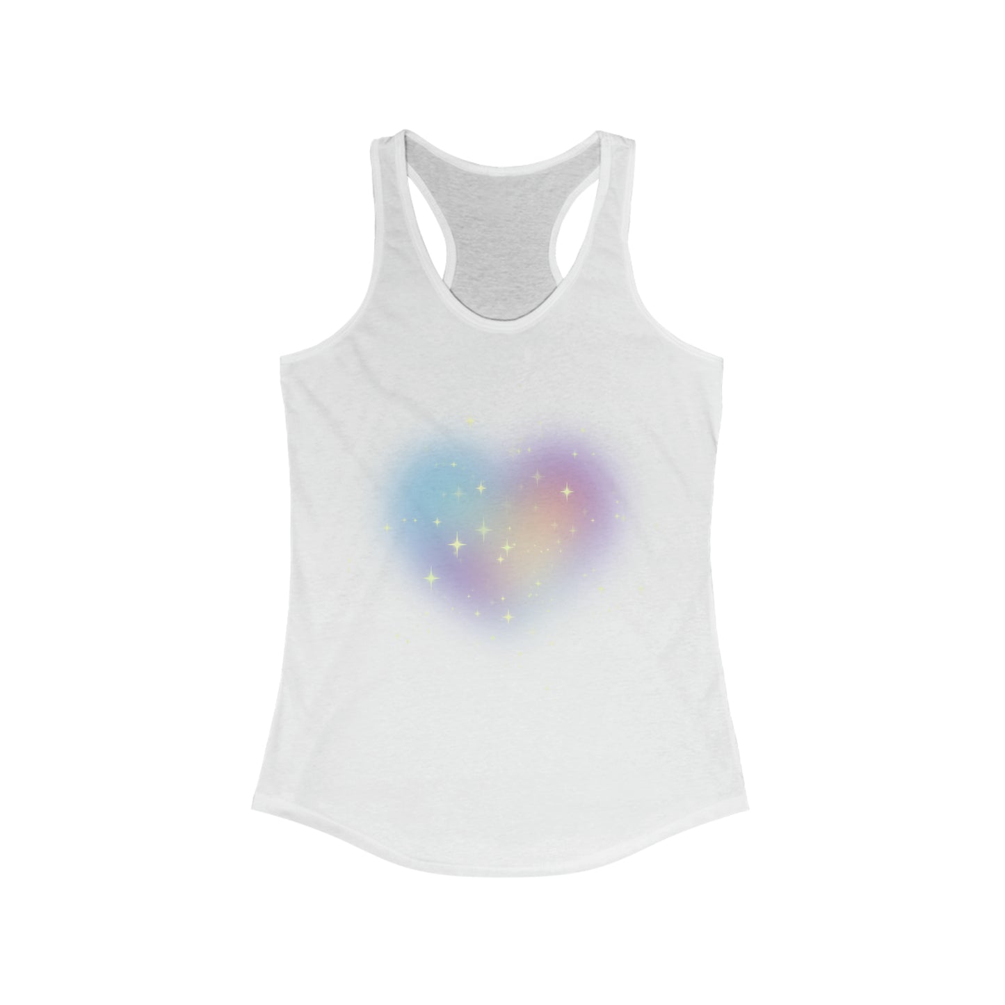 Tank Top - Cute and Comfy Soft Colors Sparkle Heart Women's Ideal Racerback Tank
