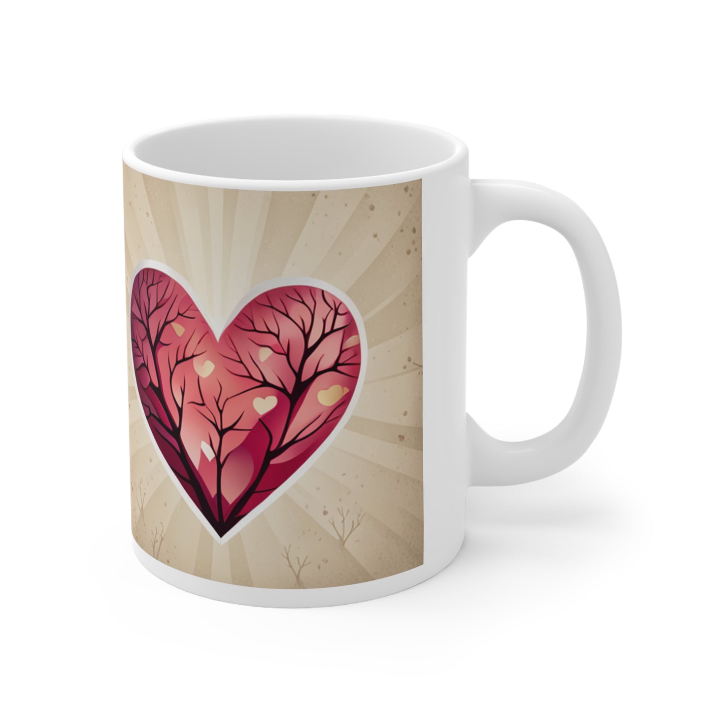 Coffee Mug - Heart Tree Ceramic Mug 11oz, Microwave and Dishwasher Safe
