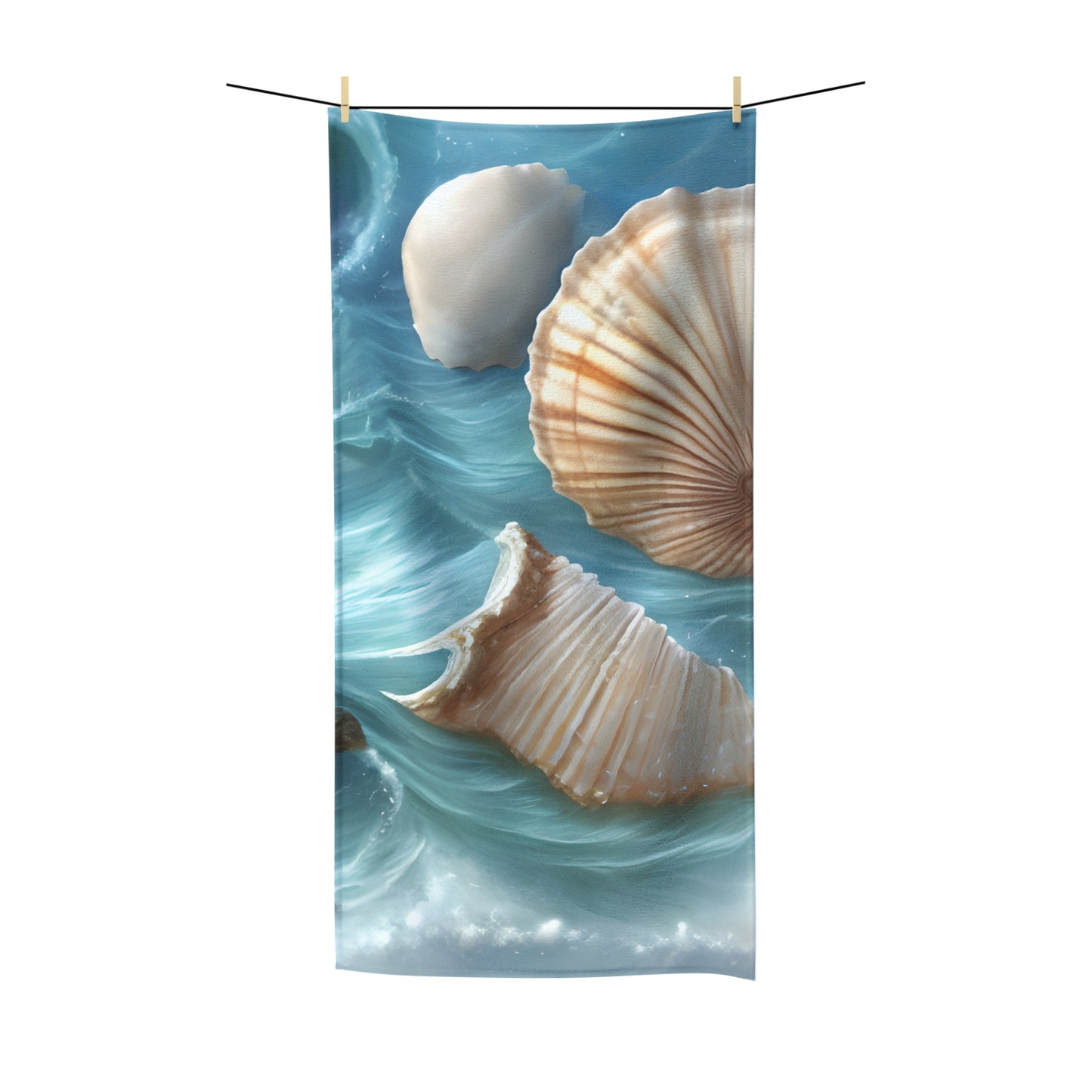Ocean Seashells Polycotton Towel, Soft and Absorbent, Various Sizes