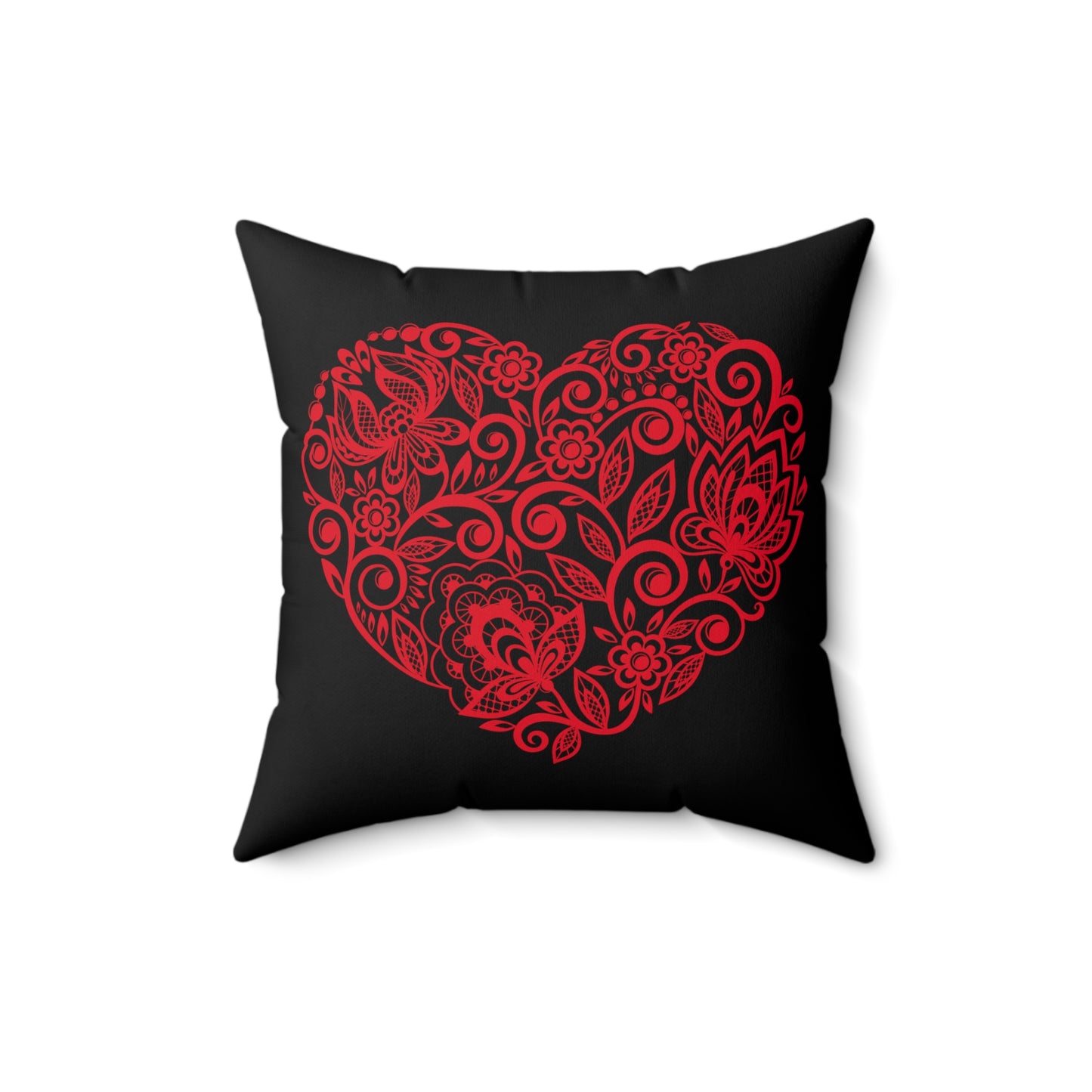 Decorator Pillow - Elegant Heart Design Spun Polyester Square Pillow