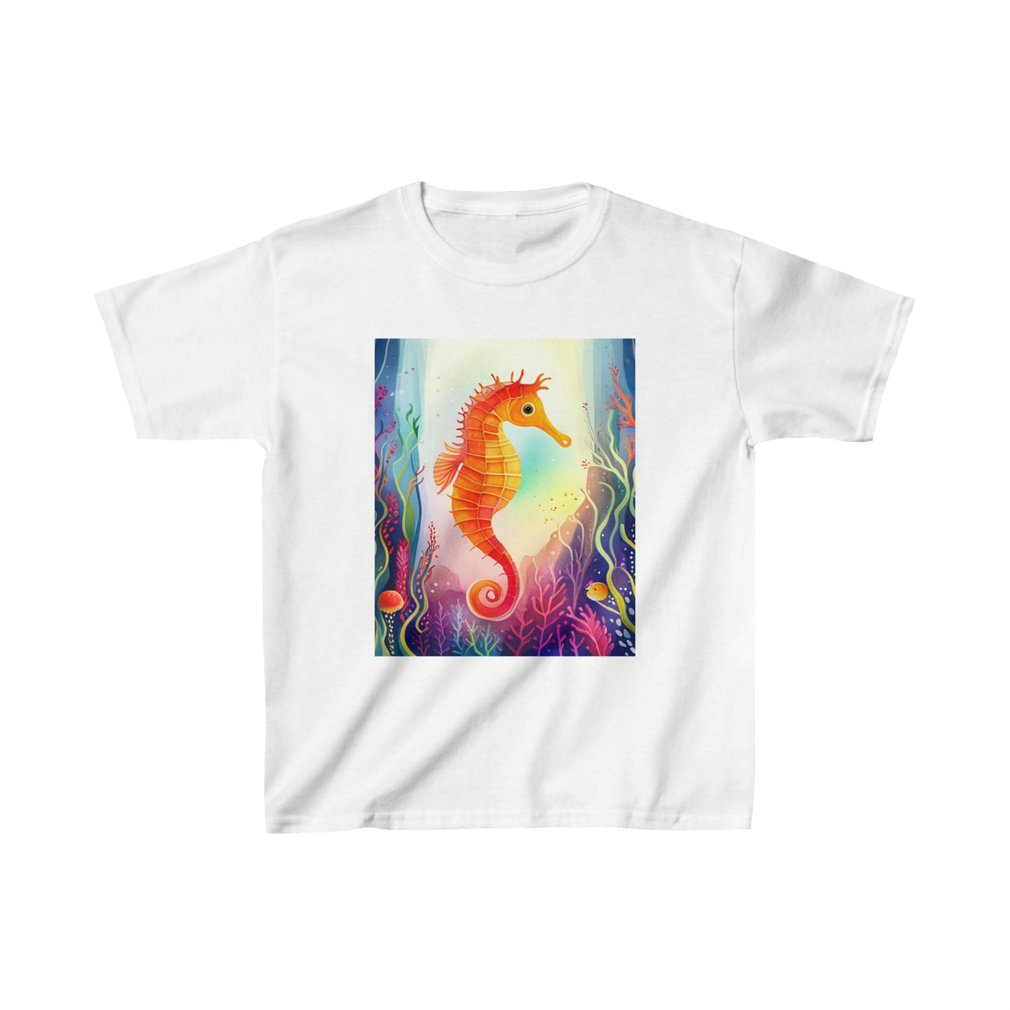 Colorful Seahorse Kids Heavy Cotton™ Tee, Comes in different Colors and Sizes XS to XL