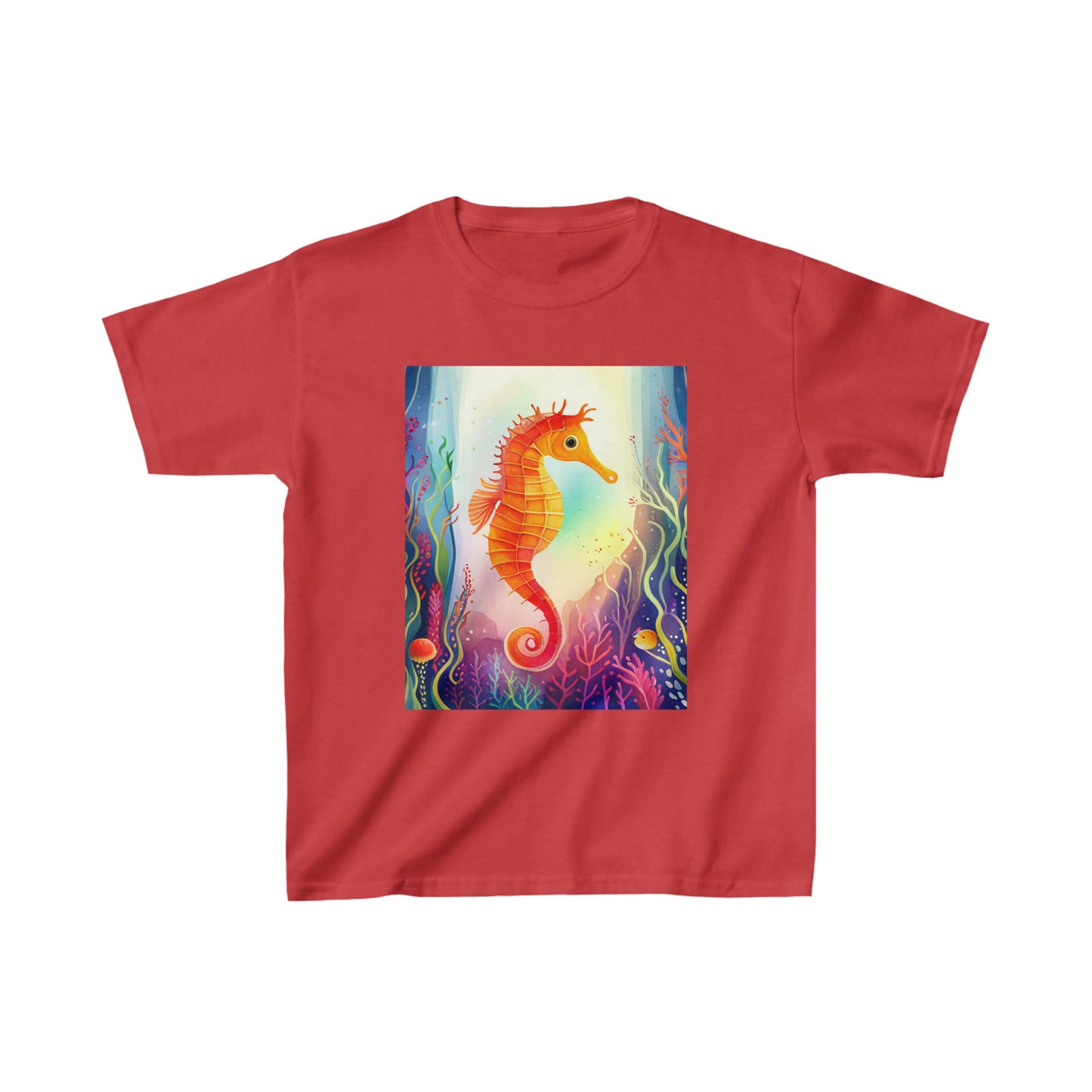 Colorful Seahorse Kids Heavy Cotton™ Tee, Comes in different Colors and Sizes XS to XL
