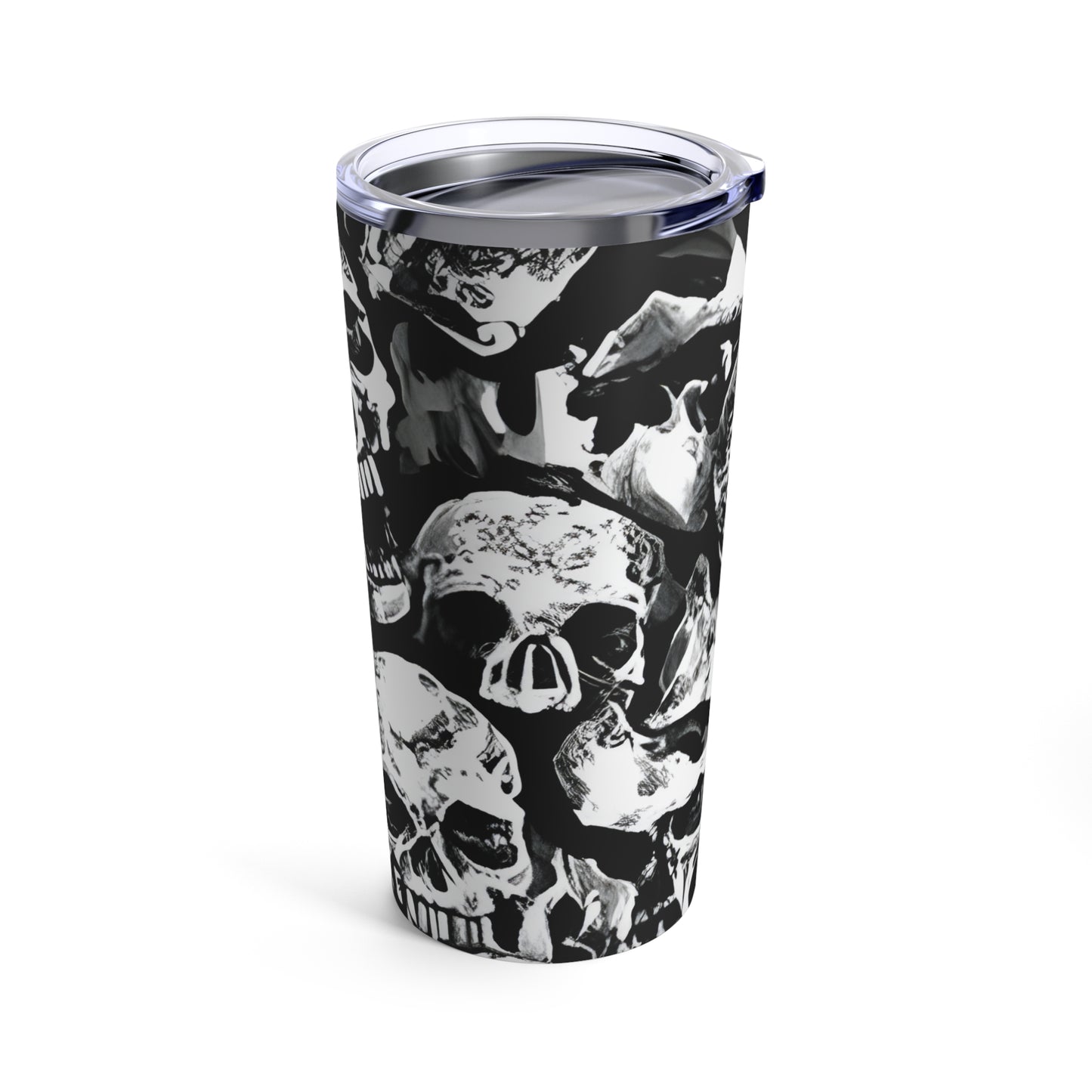 Skull Pile Tumbler 20oz Stainless Steel, Plastic and Rubber Lid, Glossy Finish