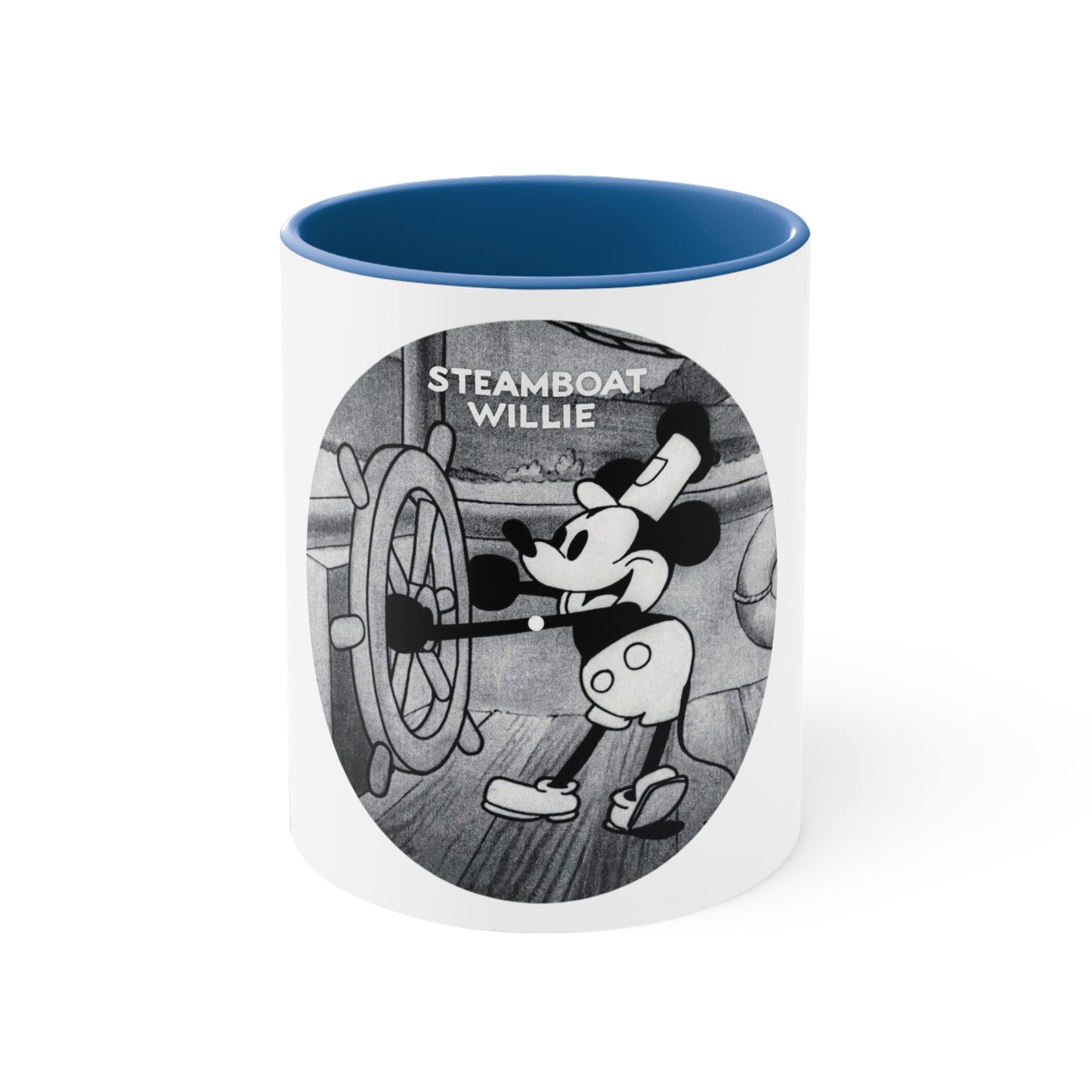 "Steamboat Willie" Accent Coffee Mug, 11oz, Choose Your Colored Interior and Handle