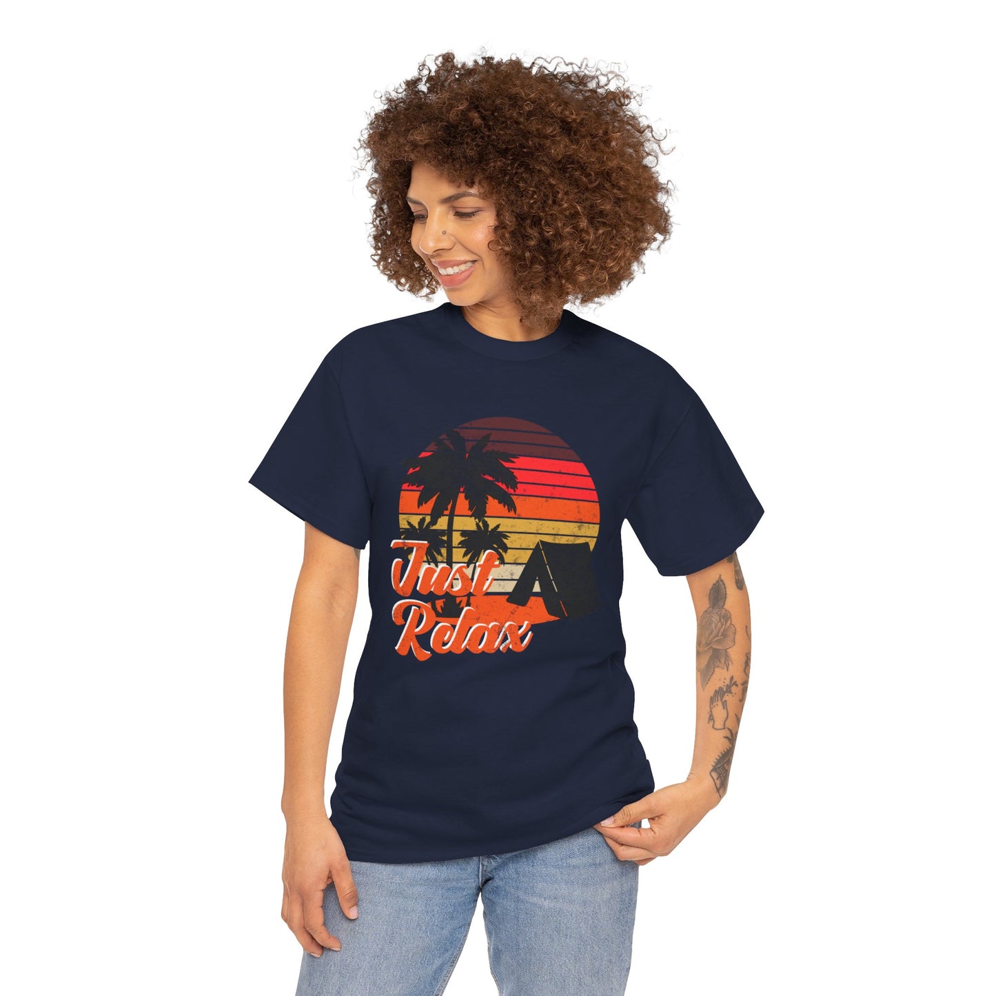 T-shirt - "Just Relax" Heavy Cotton Tee, 100% Cotton, Classic Fit, Runs True to Size, Sizes Small - 3XL