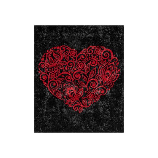Crushed Velvet Blanket - Elegant Red Heart Velvet Blanket