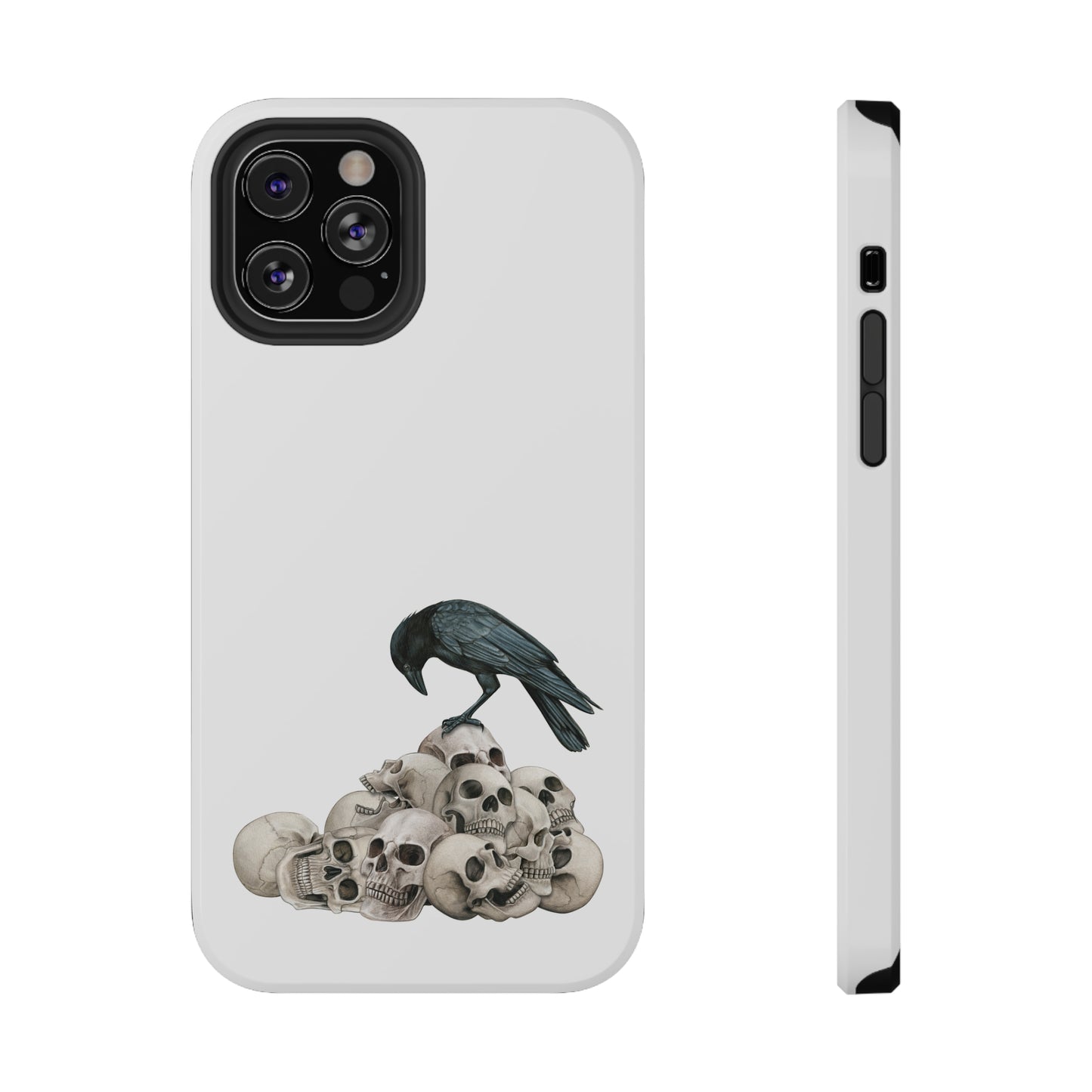 Crow On Skulls Impact-Resistant Cases for iPhones and Samsung Galaxy, Choose your model type, Glossy or Matte Finish