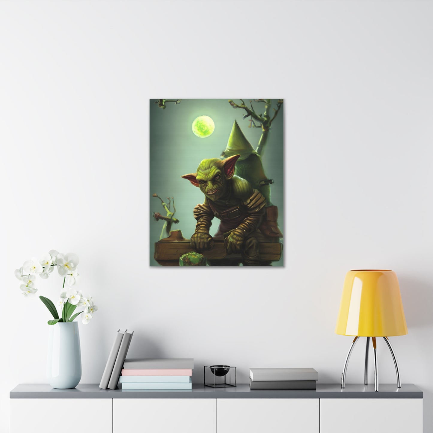 Spooky Green Goblin Halloween Art, Canvas Gallery Wraps