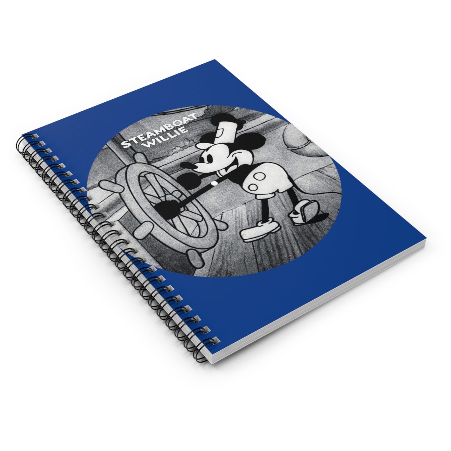"Steamboat Willie" Blue Spiral Notebook - Ruled Line, 118 Ruled Line Pages, Perfect for Journaling, School, Office, Notes, Etc.