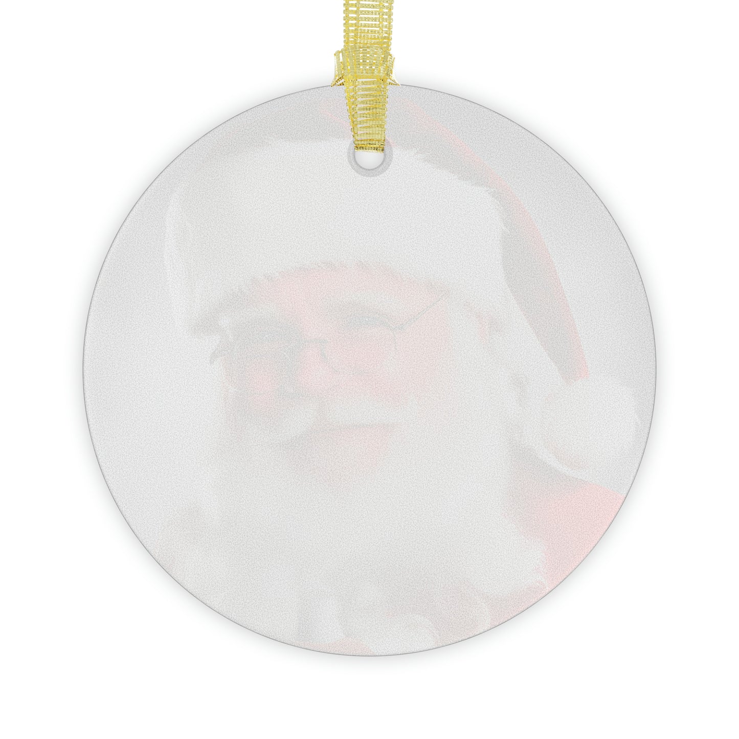 Christmas Santa Glass Ornaments, Comes with Gold Ribbon for Hanging