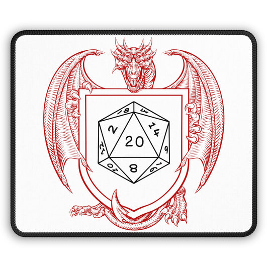Red Dragon and Dice Gaming Mouse Pad, 9" x 7", Stitched Edges and Durable Finish