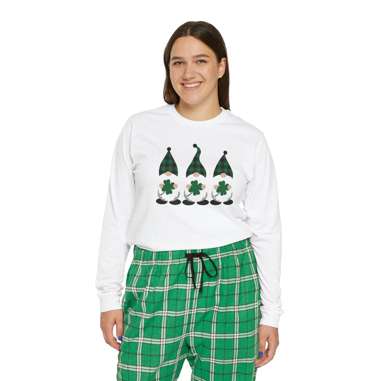 Green Gnomes Women's Long Sleeve Pajama Set, Sizes Small to XL