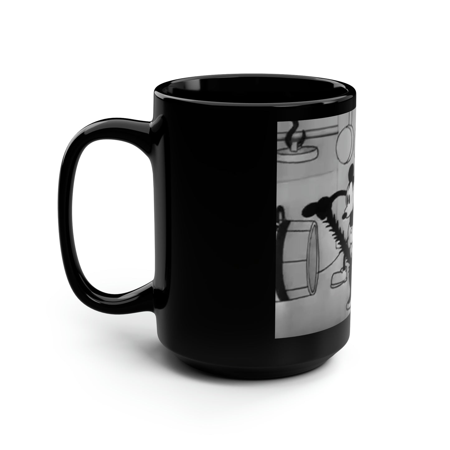 "Steamboat Willie" Large Black Mug, 15oz, Glossy Finish