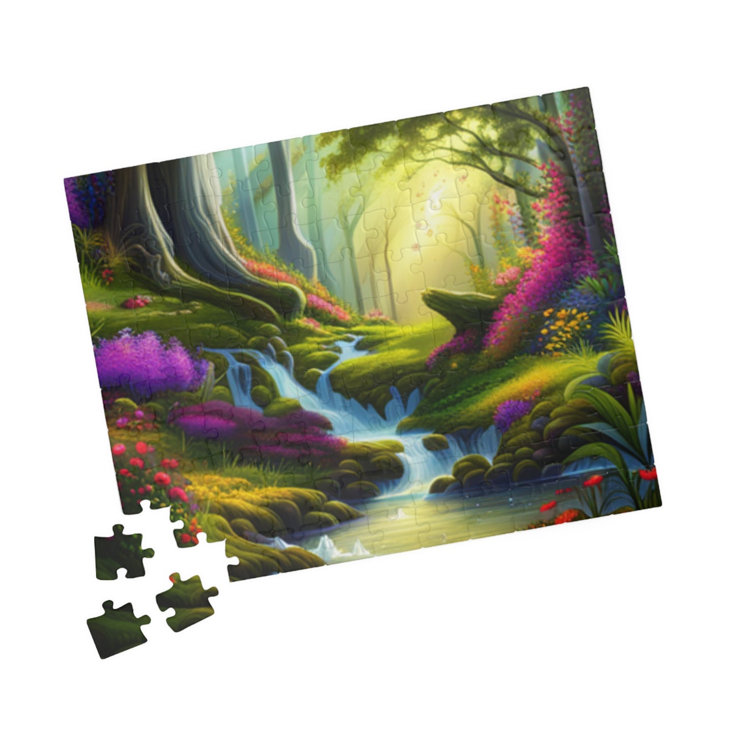 Puzzle (110, 252, 520, 1014-piece) - Stream In A Forest Puzzle, Glossy Finish