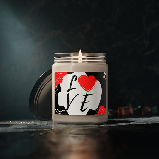 "LOVE" Scented Soy Candle, 9oz Glass Jar, Glossy Label, 5 Different Aromatic Scents To Choose From