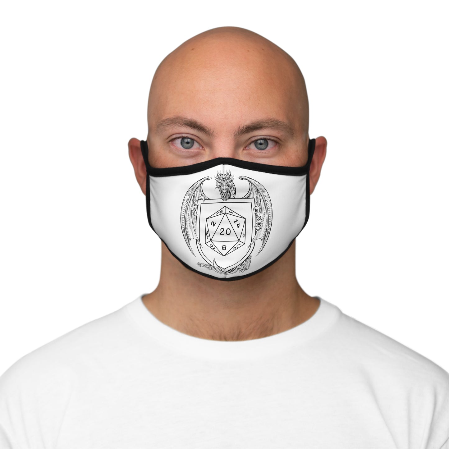 Dragon and Dice Fitted Polyester Face Mask, 2 Layer Cloth with Filter Pocket