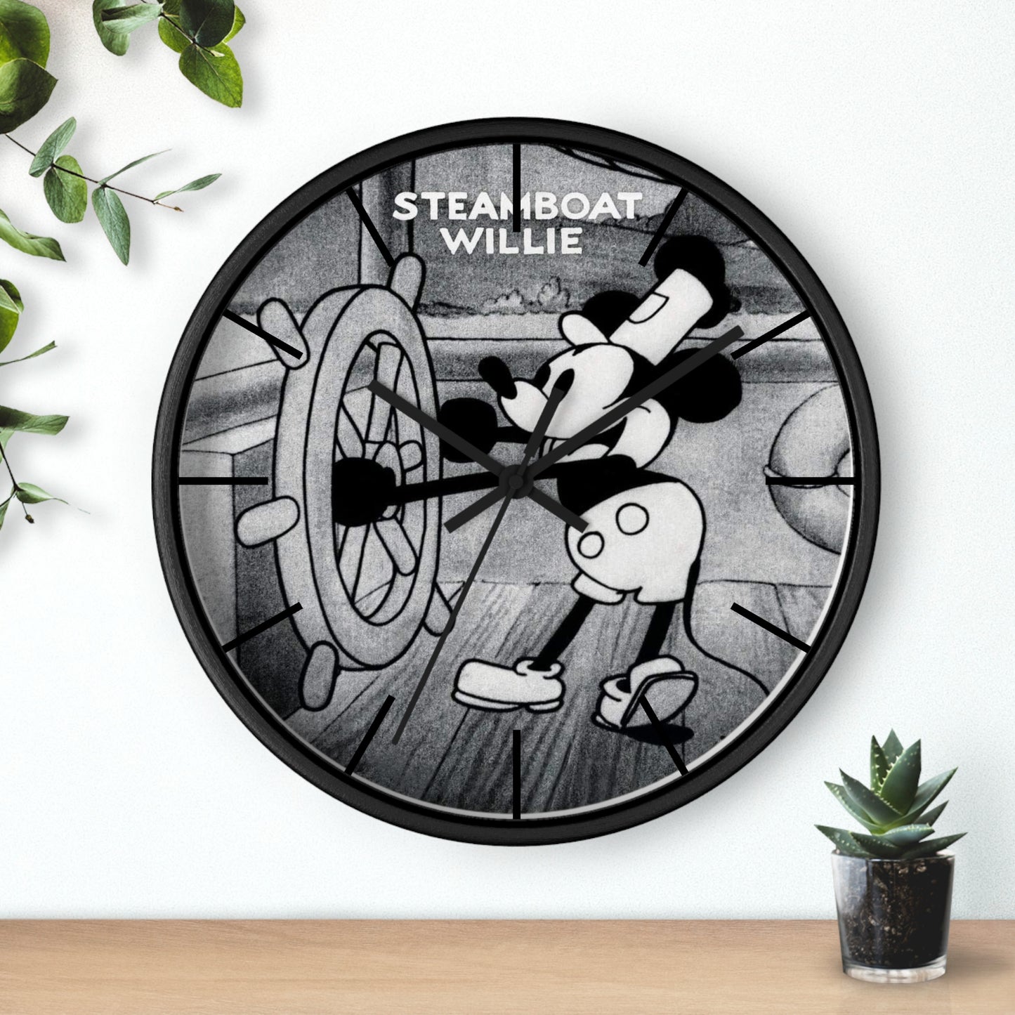 "Steamboat Willie" Wall Clock, Silent Mechanism, Requires 1 Battery AA (not included)