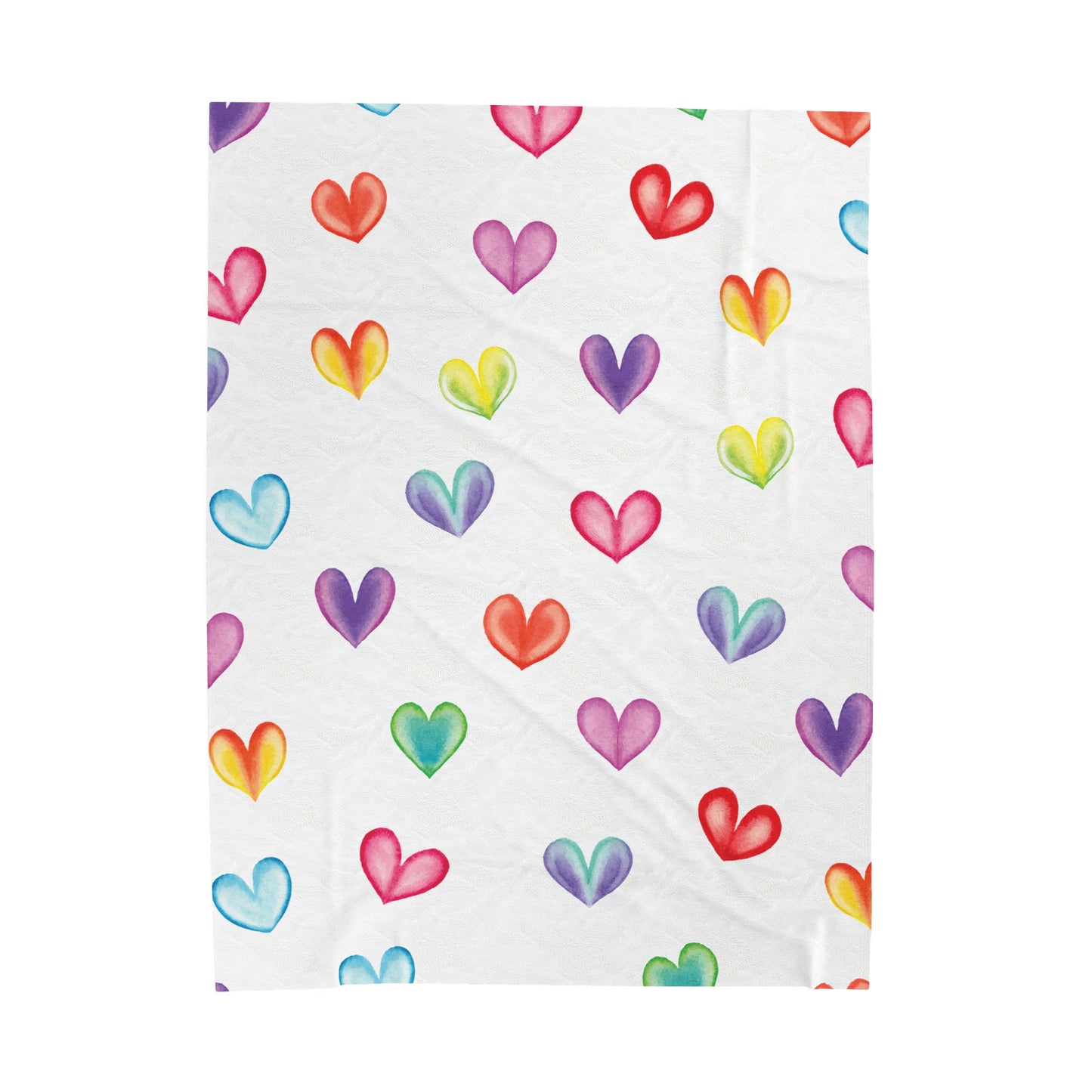 Multicolor Hearts Pattern Soft Velveteen Plush Blanket, Comes in 3 Sizes