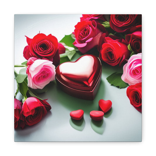 Hearts and Roses Canvas Gallery Wraps, Vibrantly Beautiful Hearts and Flowers Decor To Accent Your Room