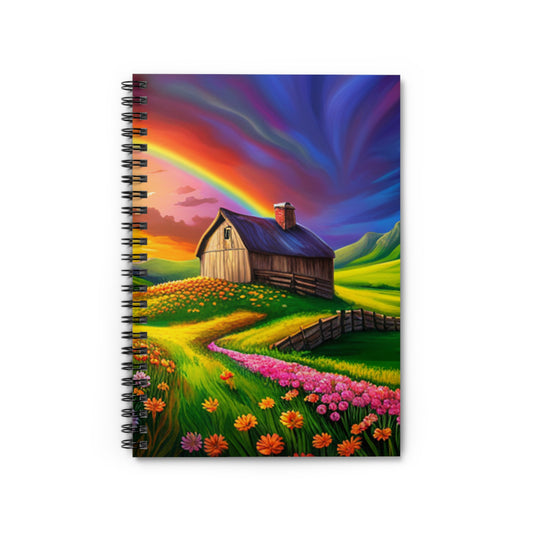 Beautiful Field of Flowers and Rainbow Sky Spiral Notebook - Ruled Line, Perfect for Notes, Poems, Journaling, School, and More!