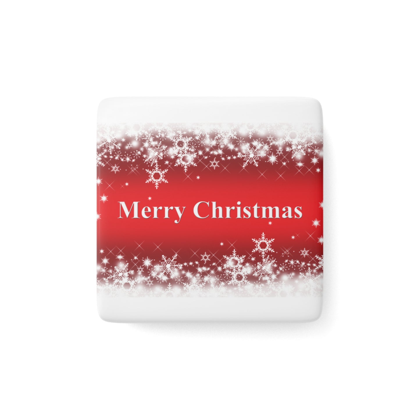 "Merry Christmas" Porcelain Magnet, Square, Glossy Finish