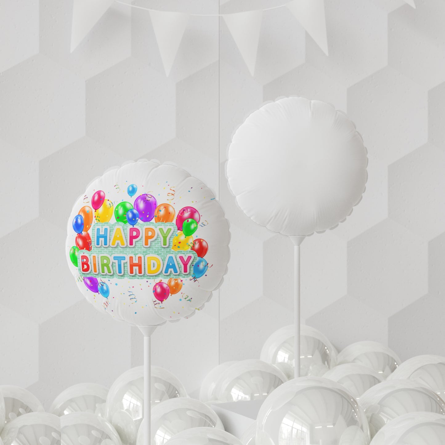 "Happy Birthday" Balloon (Round), 11", Inflate With Air Only, Indoor and Outdoor Decoration