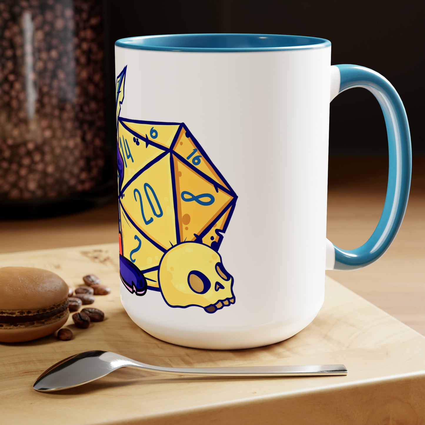 Wizard Hat, Sword, and Dice Two-Tone Coffee Mugs, 15oz, Glossy Finish