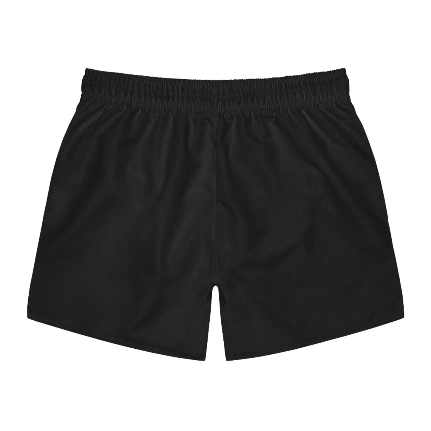 Black Swim Trunks (AOP), Drawstring Waist, Fast-Drying Fabric, Sizes XS to 3XL