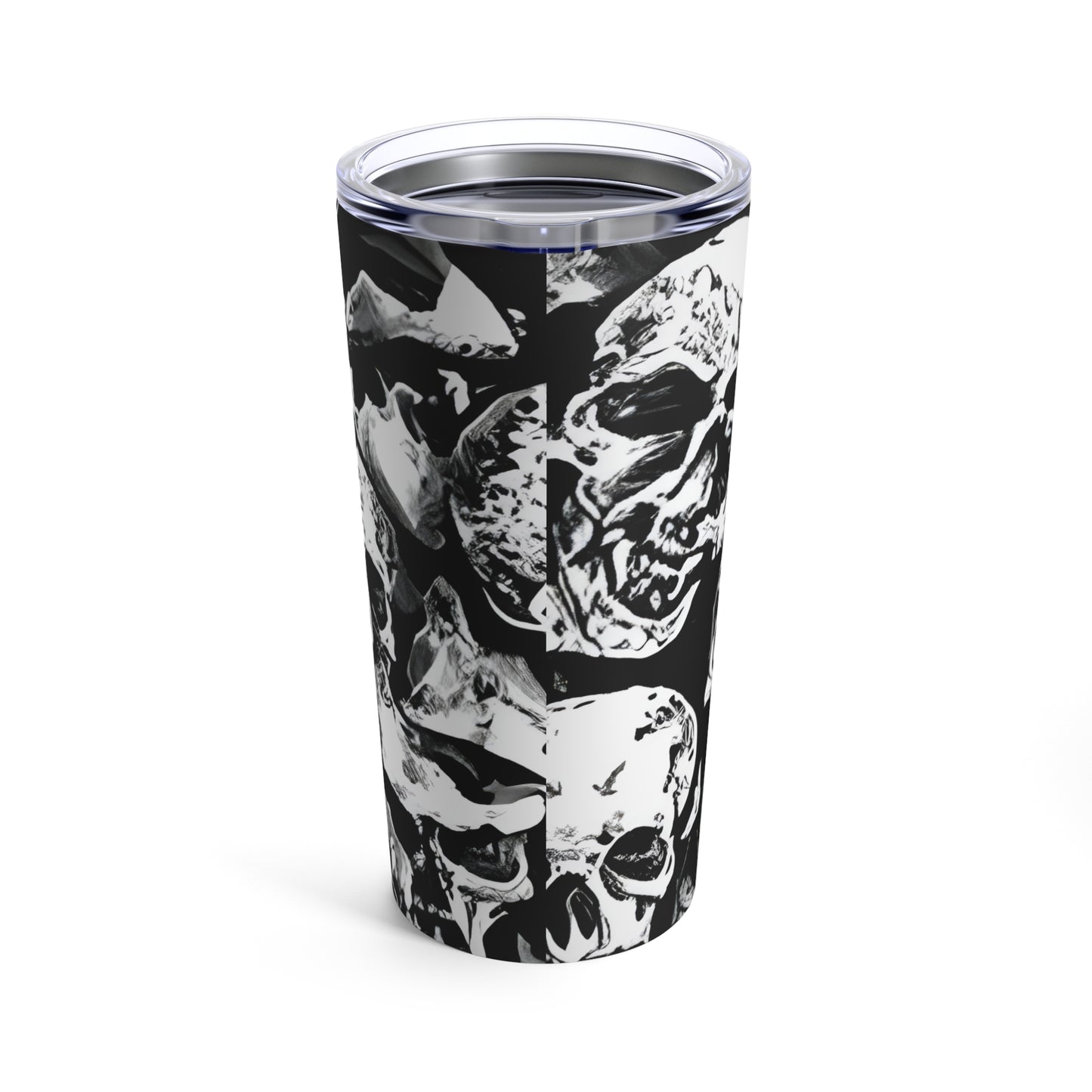 Skull Pile Tumbler 20oz Stainless Steel, Plastic and Rubber Lid, Glossy Finish